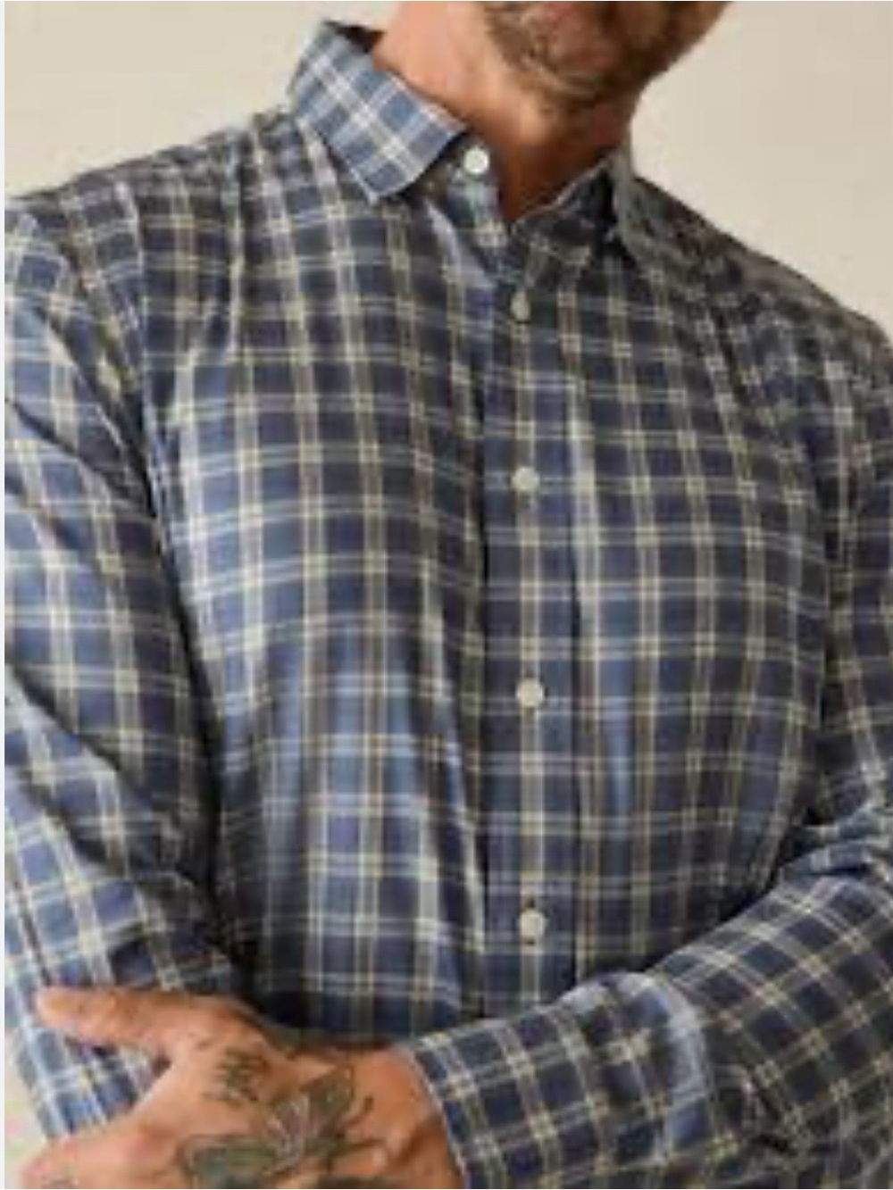 Faherty The Movement Shirt Bear Canyon Plaid Blue White Supima Cotton Sz XL